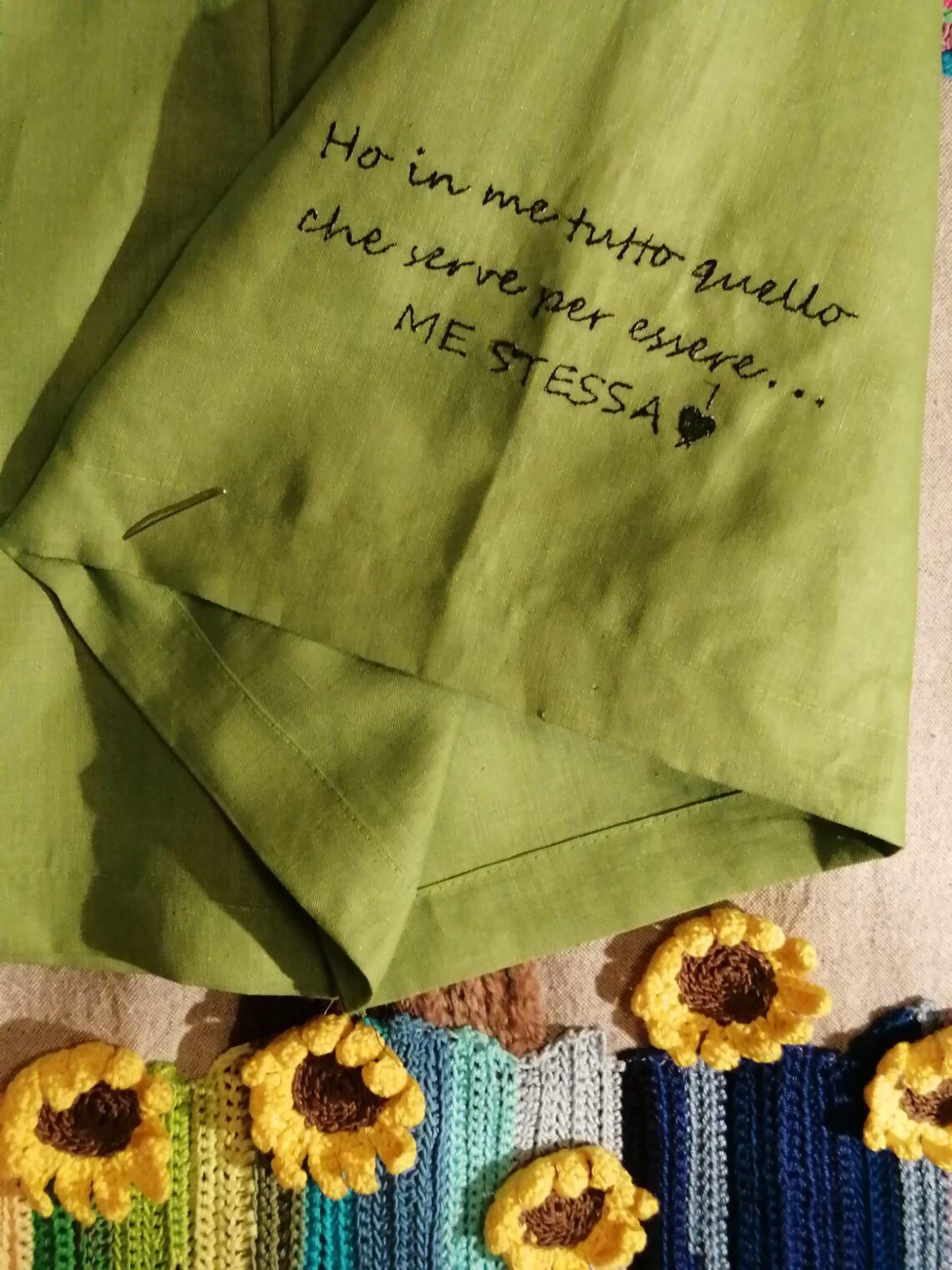 Pantaloncino Donna puro Lino personalizzato con frase motivazionale - immagine 2
